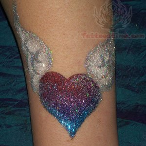 Winged Heart Color Glitter Tattoo