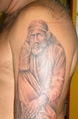 Half Sleeve Sai Baba Tattoo