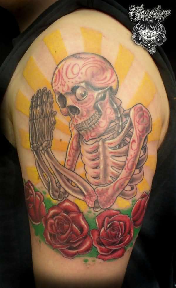 New Style Dia De Los Muertos Skeleton Tattoo