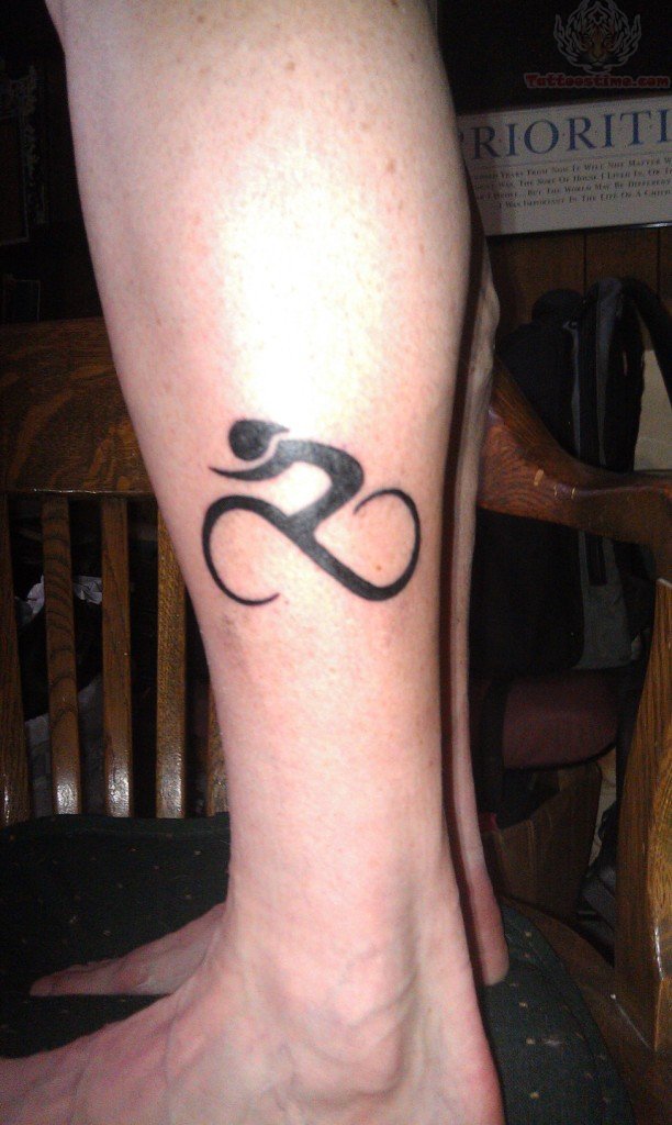 Cycle Tattoo On Mid Calf