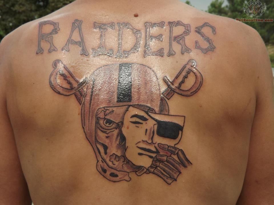 Raiders Skull with Mask Logo Tattoo