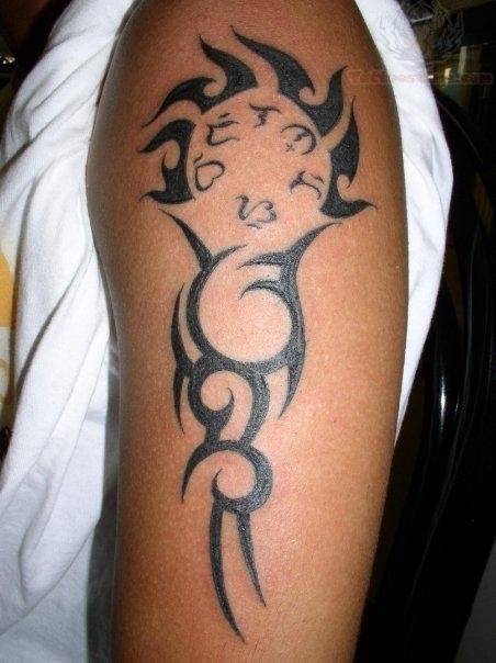 Tribal Alibata Tattoo On Left Shoulder