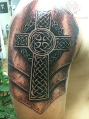 Unique Celtic Cross Armor Tattoo