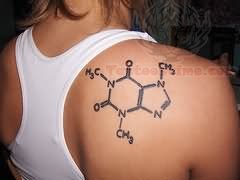 Right Back Shoulder Caffeine Tattoo