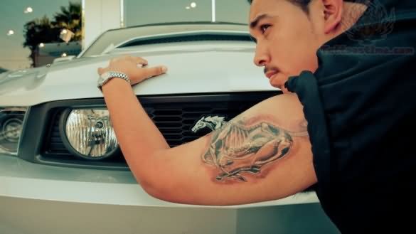 Mustang Camaro Tattoo On Half Sleeve