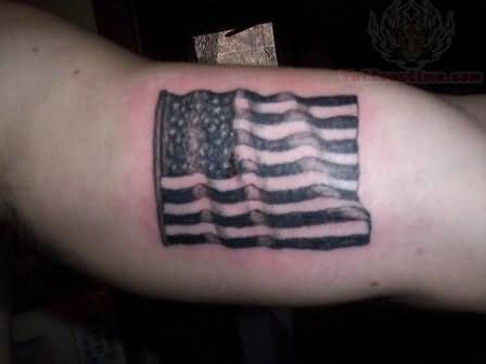 Us Flag Camaro Tattoo On Muscles