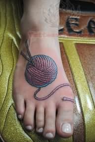 Yarn Tattoo On Right Foot