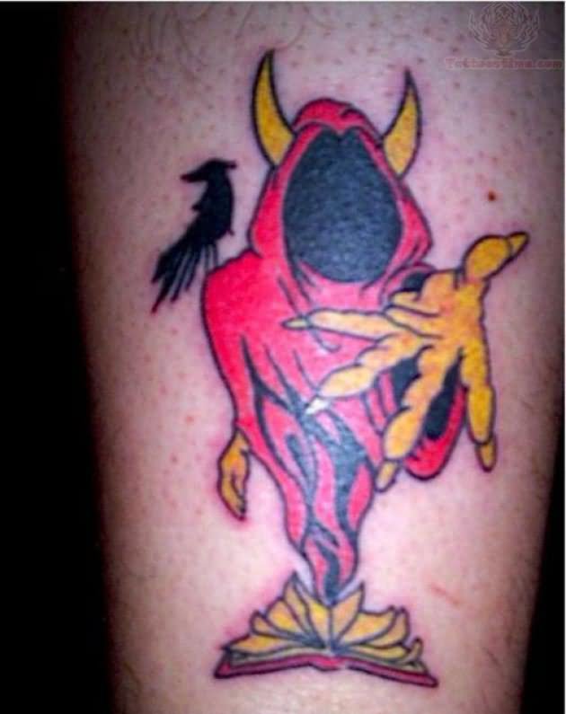 Yellow Devil Horns Tattoo