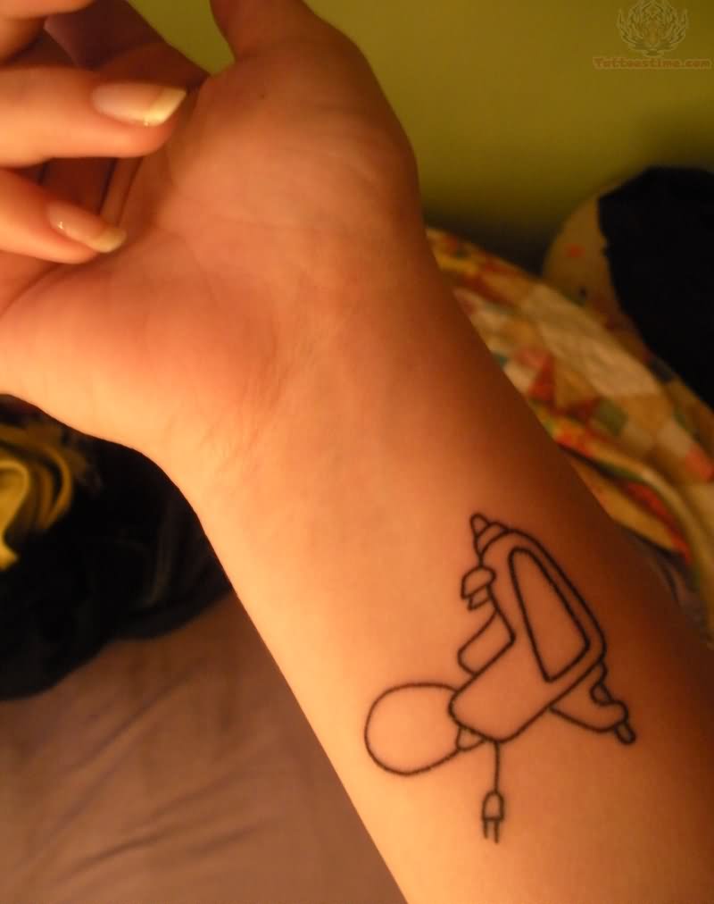 Glue Gun Outline Tattoo On Wrist