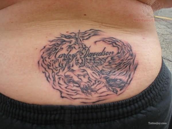 Unique Harley Davidson Tattoo On Lowerback