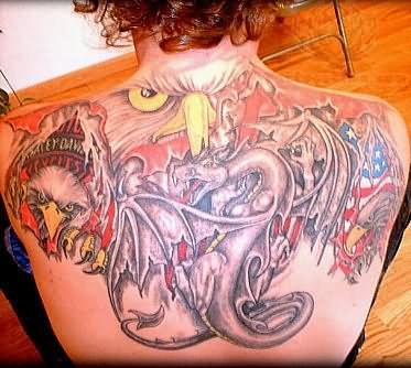 Upperback Harley Davidson Tattoo For Girls
