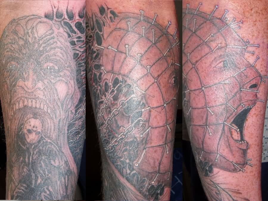Scary Jason And Pinhead Tattoo
