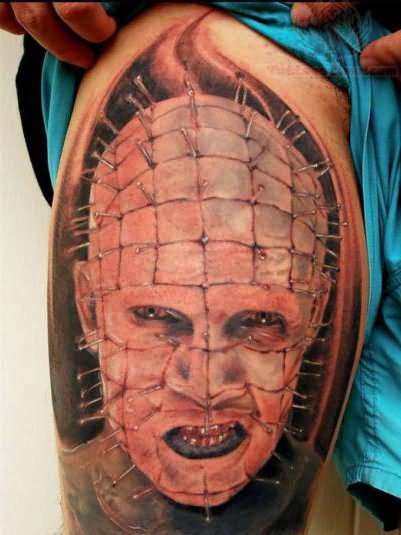 Thigh Pinhead Tattoo