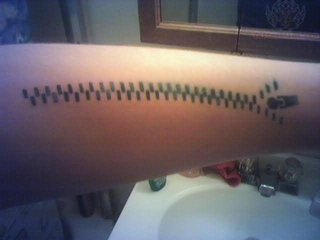 Zipper Tattoo On Arm
