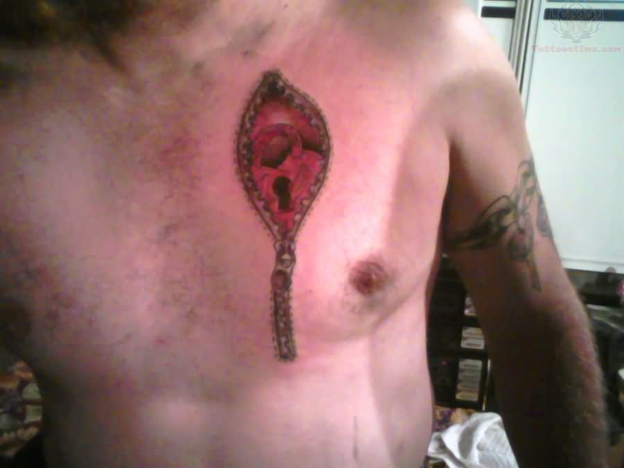 Zipper Tattoo Tattoo On Men Left Chest