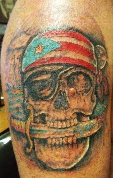 US Flag Pirate Skull Tattoo