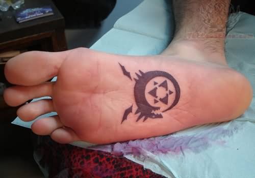 Sole Of Foot Dragon And Star Tattoo