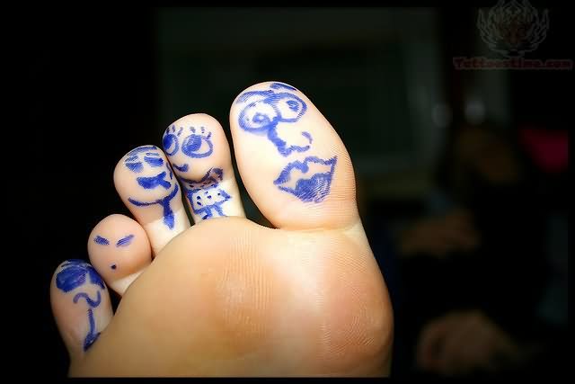 Temporary Faces Tattoos Under Toe