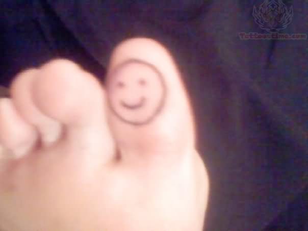 Toe Bottom Smiley Tattoo