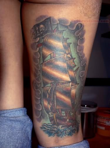 Oliver Pirate Jolly Roger Ship Tattoo