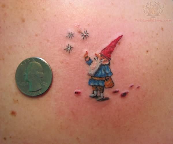 Gnome Counting Stars Color Ink Tattoo