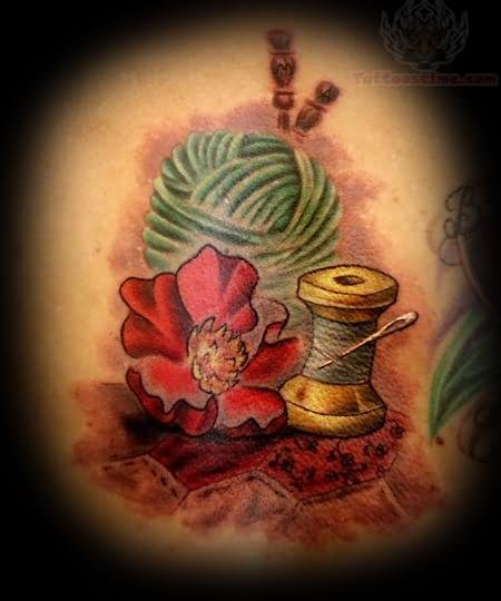 Quilting Yarn And Needle Tattoo