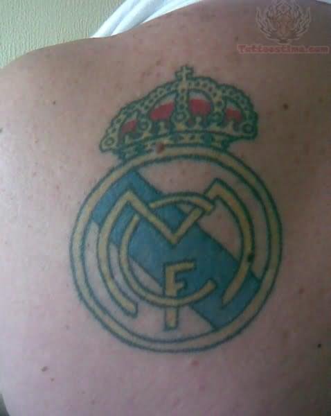 Real Madrid C.F. Color Tattoo On Back Shoulder