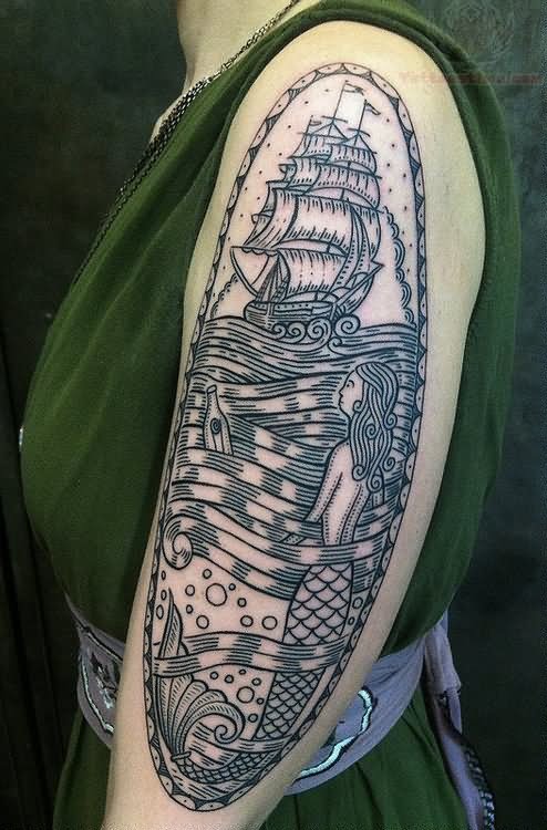 Unique Pirate Ship Tattoo