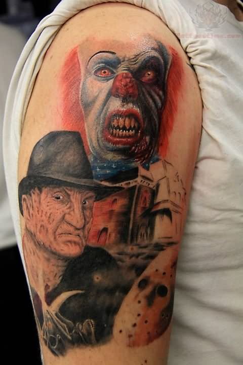 Jason, Clown And Freddy Krueger Tattoo