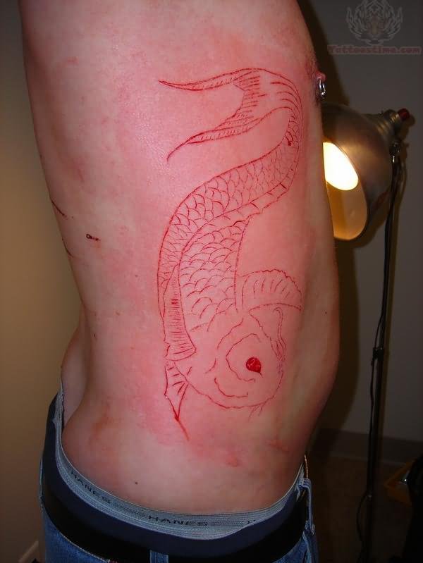 Rib Side Scarification Tattoo For Boys