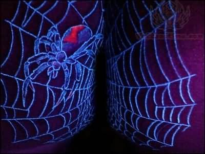 Spider And Web UV Tattoo
