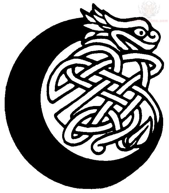 Moon And Celtic Crow Tattoo Design Picture