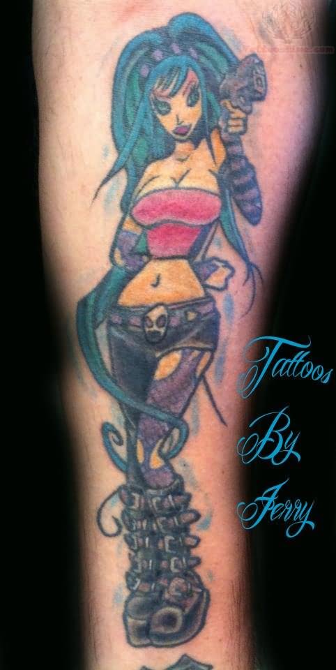 Martin Abel Anime Girl Color Ink Tattoo