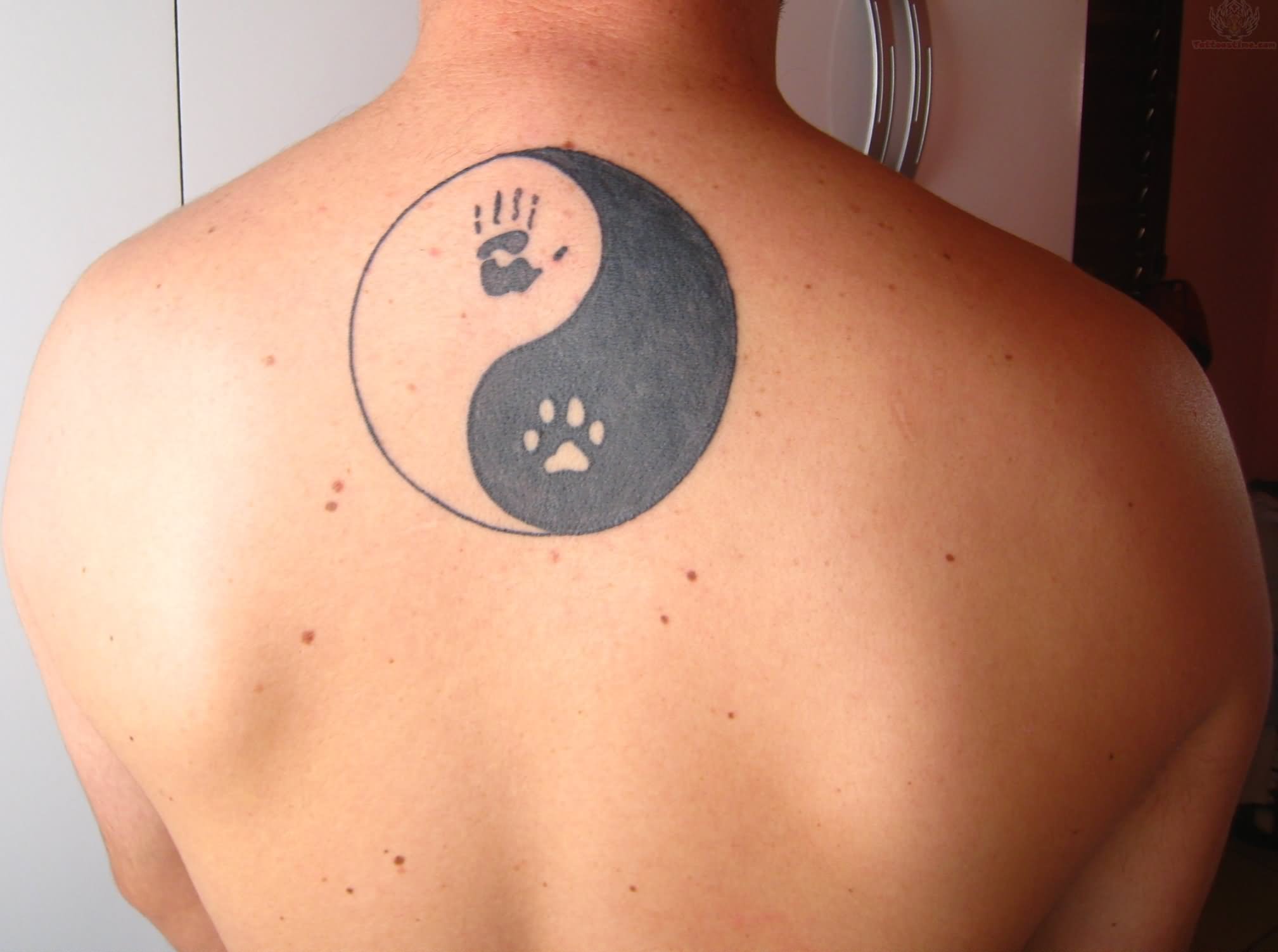 Yin Yang Tattoo On Upperback