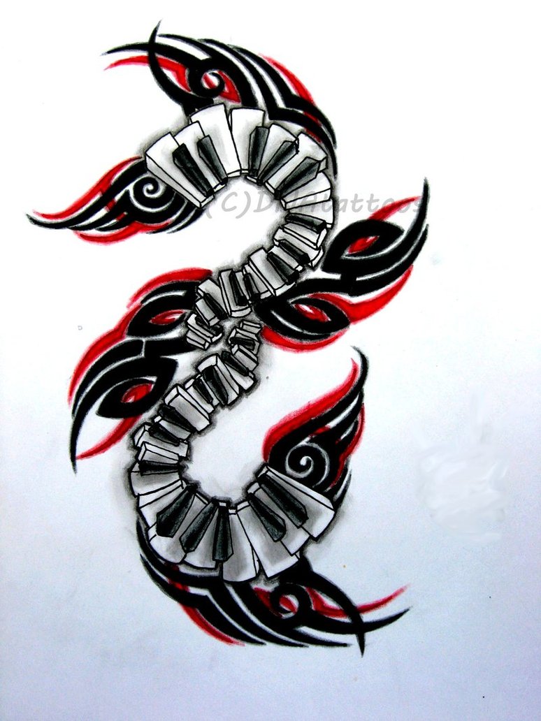Tribal Piano Keys Tattoo Design
