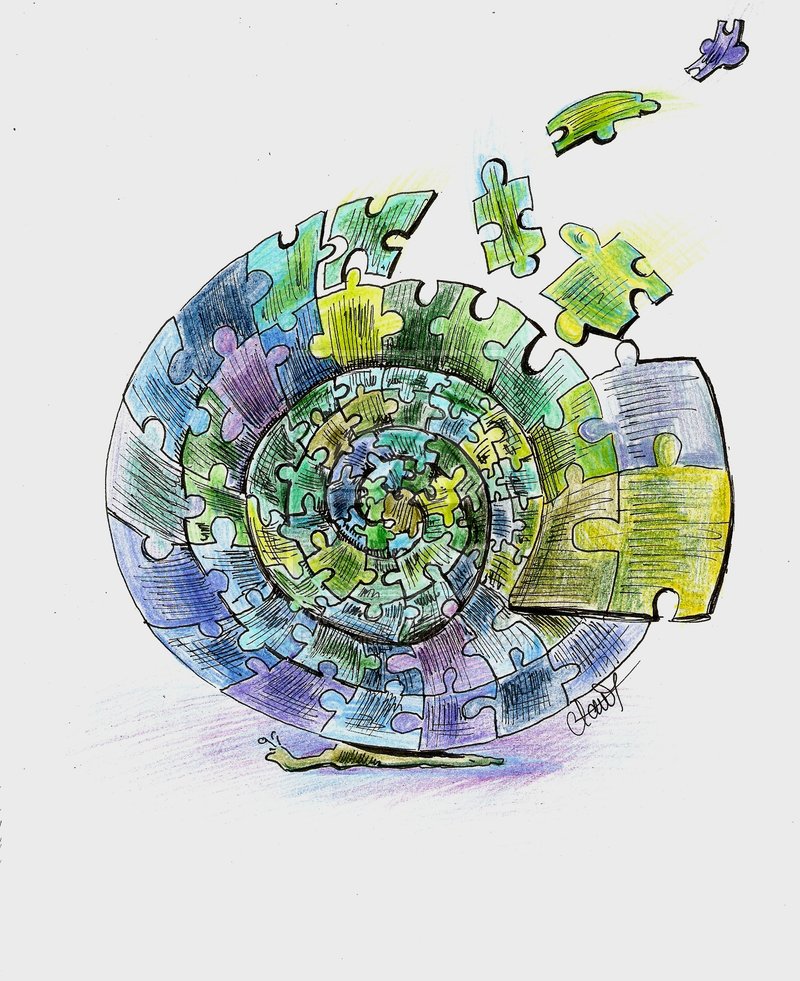 Puzzle Snail Shell Color Ink Tattoo Design