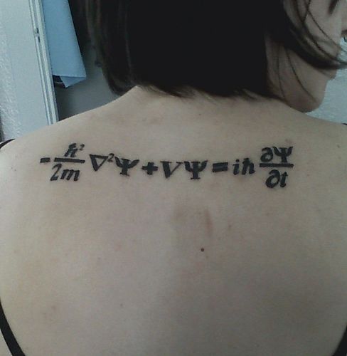 Quantum Style Math Tattoo On Girl Upperback