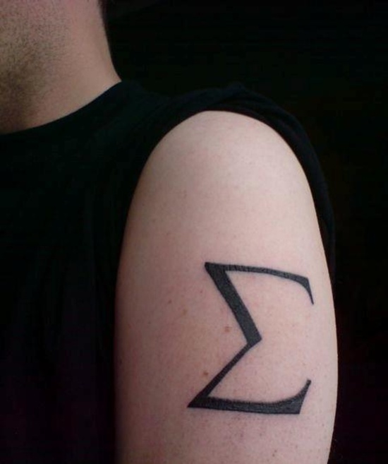 Sigma Math Tattoo On Left Bicep