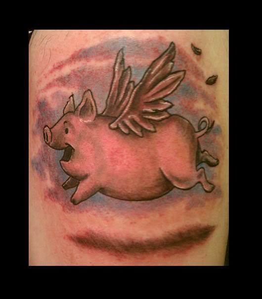 Winged Flying Pig Tattoo Image
