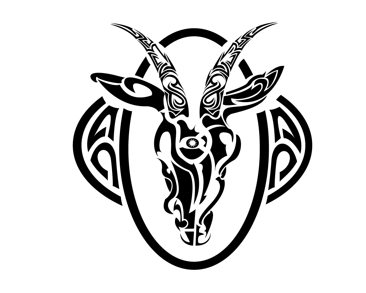Tribal Goat Head Tattoo Design
