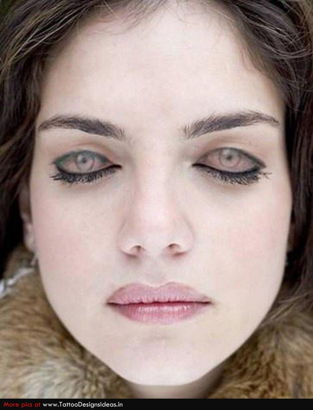 Grey Ink Eyes Tattoos On Girl Eyes