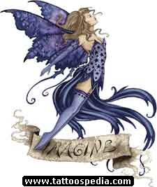 Purple Ink Fairy Fantasy Tattoo Design