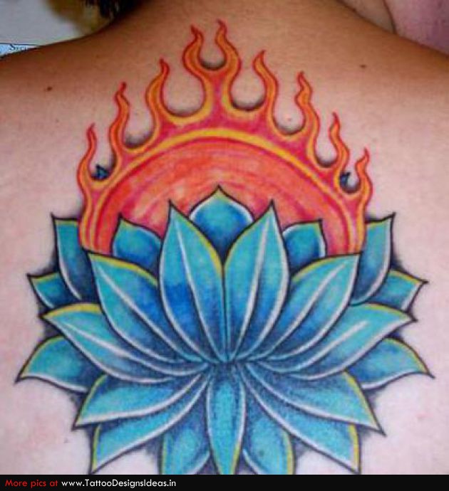Flaming Lotus Flower Tattoo