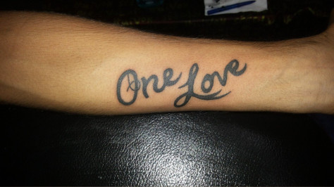 One Love Tattoo On Arm