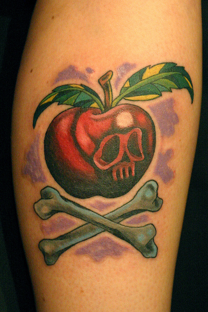 Wonderful Rotten Apple Tattoo On Sleeve