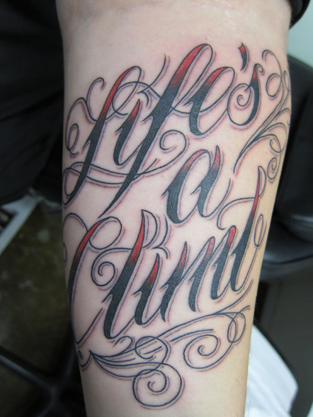 Lifes a Limit Gambling Tattoo On Arm