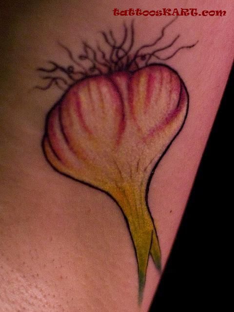 Color Ink Garlic Tattoo On Armpit
