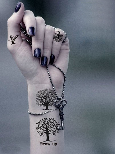 Scenery Tree Tattoos on Left Wrist