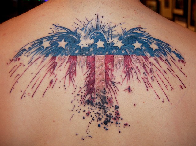 American Flag Day Tattoo On Back