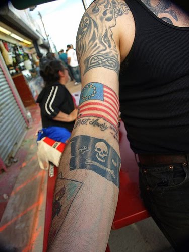Pirate Flags Tattoos On Arm